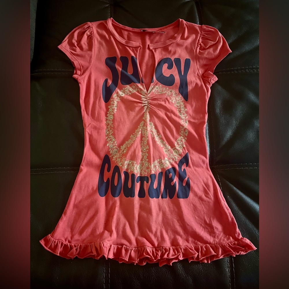 Juicy Couture sz P melon bling T-shirt tunic ruffle